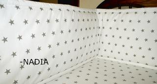 Nadia Rovný vysoký mantinel Hvězdičky šedé na bílém 360x40