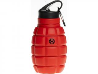 BrainMax Grenade bottle, skládací silikonová lahev na vodu, 580 ml Barva: Červená