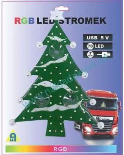 Dekorace LED RGB vánoční stromek - do USB (70 LED, 7 barev, nasavení intenzity svitu)