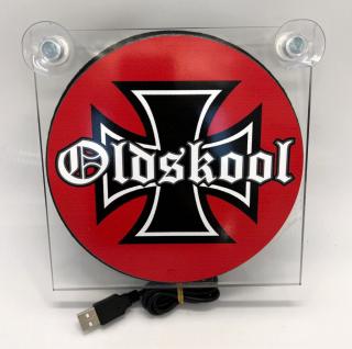 Světelný LED box USB – Kříž Oldskool (Stará škola) (kabel s koncovkou do USB)