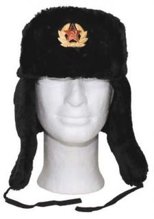 Čepice (beranice) ruská s odznakem černá