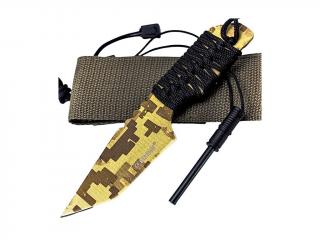Nůž s křesadlem a paracordem maskovaný Kandar N-126