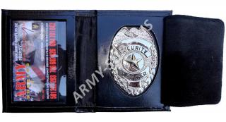 Peněženka kožená se stříbrným odznakem SECURITY OFFICER
