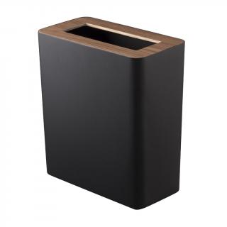 Odpadkový koš Rin 3195, kov/dřevo, 10l, černý