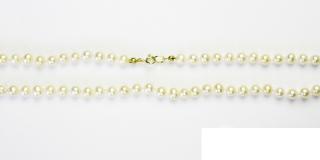 Náhrdelník z přírodních říčních perel, bílé přírodní říční perly, žluté zlato,5-5,5 mm
