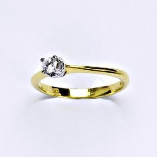 Prsten kombinace žluté a bílé zlato 14 karátů, syntetický zirkon, váha 2,39 g, vel.56