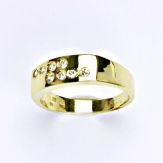 Prsten ze žlutého zlata 14 karátů, syntetický zirkon, váha 4,09 g, vel.52,5.