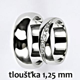 Snubní prsteny na zakázku žluté i bílé zlato, půlkulatý profil 1.25 mm