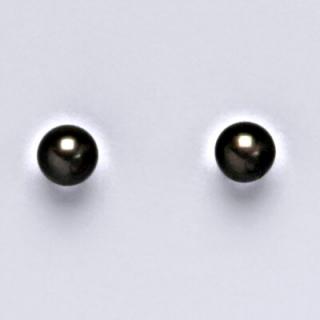 Zlaté náušnice, bílé zlato, přírodní říční černá perla 5,5 -6 mm, NŠ 1183