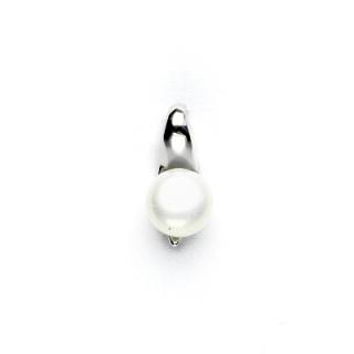 Zlatý přívěsek, přírodní bílá perla 6 mm, bílé zlato, P 1104