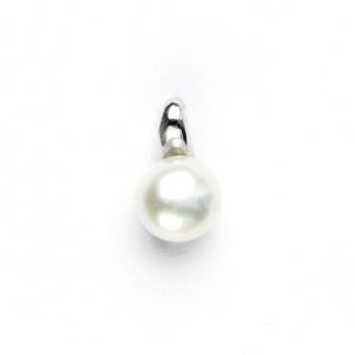 Zlatý přívěsek, přírodní bílá perla 7 mm, bílé zlato, P 1104