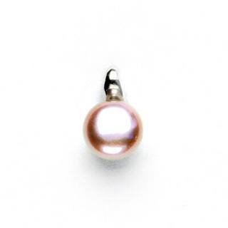 Zlatý přívěsek, přírodní růžová perla 8 mm, bílé zlato, P 1104