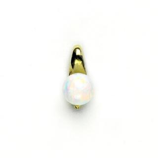 Zlatý přívěsek, syntetický bílý opál 6 mm, žluté zlato, P 1104