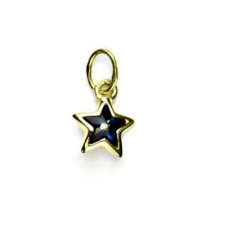 Zlatý přívěsek,žluté zlato,hvězdička se Swarovski krystalem bermuda blue,P 1326
