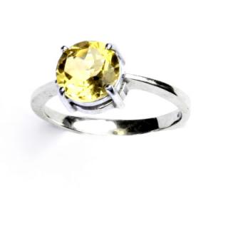 Zlatý prsten, bílé i žluté zlato, prstýnek ze zlata s přírodním citrínem - pálený, T 1357
