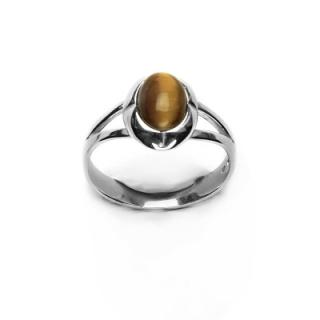 Zlatý prsten, bílé zlato, přírodní tygří oko, T 1374