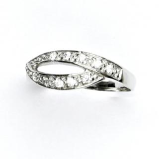 Zlatý prsten, bílé zlato, prstýnek s čirými zirkony, T 1416