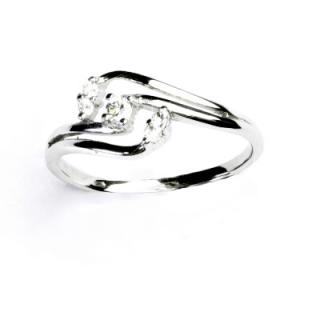 Zlatý prsten, bílé zlato, prstýnek s čirými zirkony, VR 203