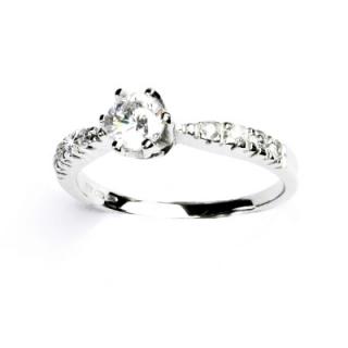 Zlatý prsten, bílé zlato, prstýnek s čirými zirkony, VR 99