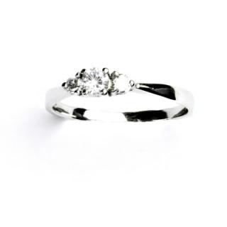 Zlatý prsten, bílé zlato, prstýnek s čirými zirkony, zásnubní, VR 330