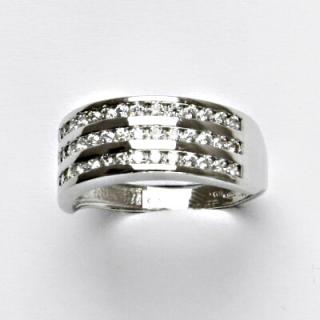 Zlatý prsten, bílé zlato, prstýnek ze zlata, čirý zirkon, 3,46 g, vel. 54