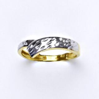 Zlatý prsten, bílé, žluté zlato, prstýnek ze zlata, 1,99 g, vel. 52