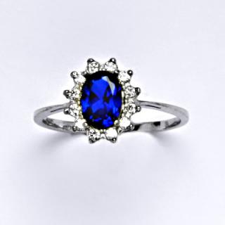 Zlatý prsten Kate, zirkon spinel, čiré zirkony, bílé zlato, T 1480
