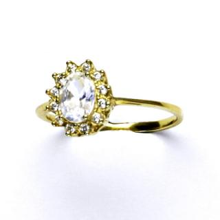 Zlatý prsten Kate, žluté zlato, čirý zirkon, T 1480