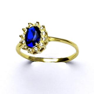 Zlatý prsten Kate, žluté zlato, spinel, čiré zirkony, T 1480