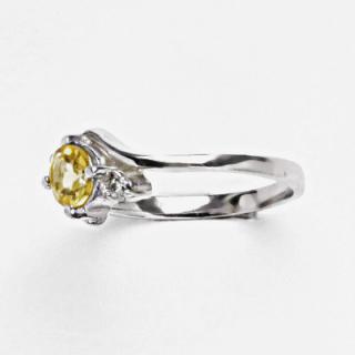 Zlatý prsten přírodní Citrin 5 mm , bílé i žluté zlato - T 1164