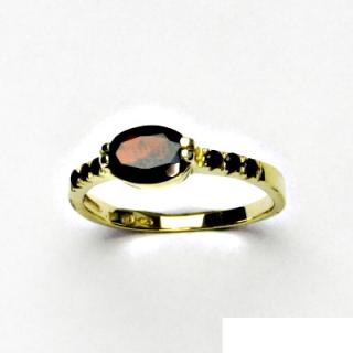 Zlatý prsten, přírodní granáty, prstýnek ze zlata, žluté i bílé zlato, VR 237