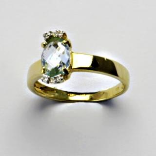 Zlatý prsten, přírodní topaz, prsten ze zlata, žluté zlato, vel. 54, 2,87g