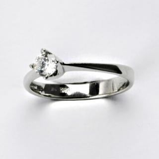 Zlatý prsten, prsten ze zlata, bílé zlato, prsten se zirkonem 2,34 g, vel. 56