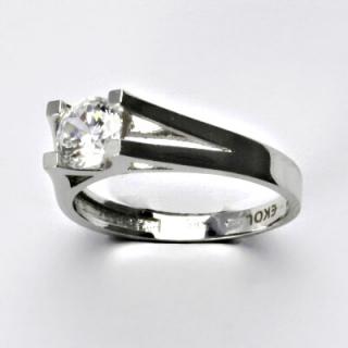 Zlatý prsten, prsten ze zlata, bílé zlato, prsten se zirkonem 3,32 g, vel. 56