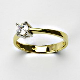 Zlatý prsten, prsten ze zlata, žluté, bílé zlato, prsten se zirkony 2,27 g, vel. 55