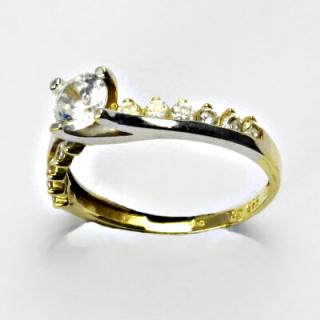 Zlatý prsten, prsten ze zlata, žluté, bílé zlato, prsten se zirkony 2,85 g, vel 58