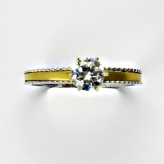 Zlatý prsten, prsten ze zlata, žluté, bílé zlato, prsten se zirkony 2 g, vel. 57
