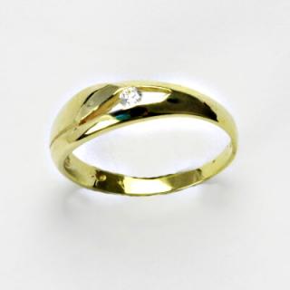 Zlatý prsten, prsten ze zlata, žluté zlato, prsten se zirkonem 1,91 g, vel 53