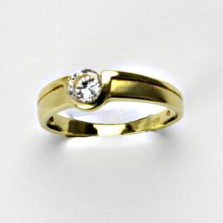 Zlatý prsten, prsten ze zlata, žluté zlato, prsten se zirkonem 2,12 g, vel. 53