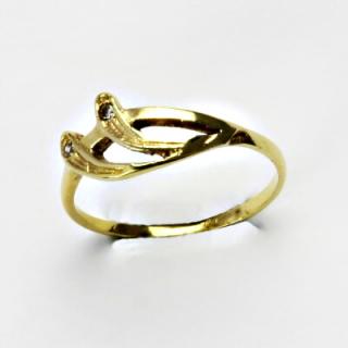 Zlatý prsten, prsten ze zlata, žluté zlato, prsten se zirkony 1,50 g, vel 54