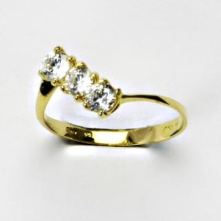 Zlatý prsten, prsten ze zlata, žluté zlato, prsten se zirkony 1,76 g, vel. 57