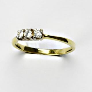 Zlatý prsten, prsten ze zlata, žluté zlato, prsten se zirkony 2,12 g, vel. 56