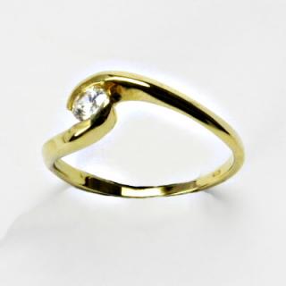 Zlatý prsten, prsten ze zlata, žluté zlato, prsten se zirkony 2,25 g, vel 57
