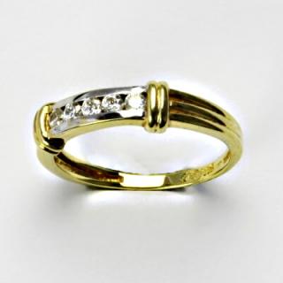 Zlatý prsten, prsten ze zlata, žluté zlato, prsten se zirkony 2,67 g, vel. 56