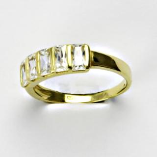 Zlatý prsten, prsten ze zlata, žluté zlato, prsten se zirkony 2,84 g, vel. 54