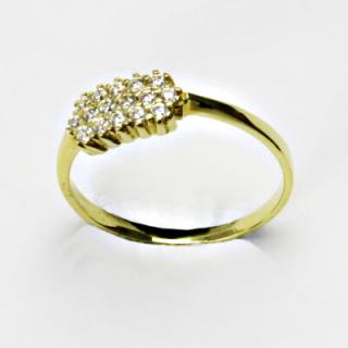Zlatý prsten, prsten ze zlata, žluté zlato, prsten se zirkony 2,85 g, vel 56