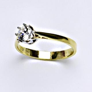 Zlatý prsten, prsten ze zlata, žluté zlato, zlatý prsten se zirkonem, prsten kytička, váha 2,33 g, vel.56