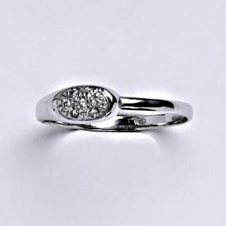 Zlatý prsten, prstýnek, prsten ze zlata, bílé zlato, zirkon, váha 1,77 g, vel.56