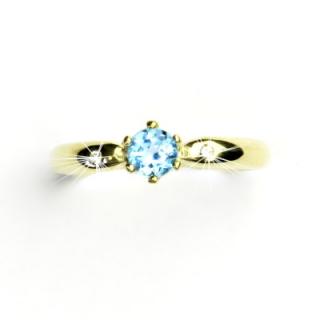 Zlatý prsten s briliantem (diamant) a topazem swiss, žluté zlato, VLZDR048