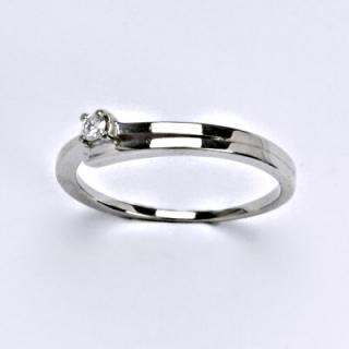 Zlatý prsten s briliantem (diamant), bílé zlato 14 kt, VR 321
